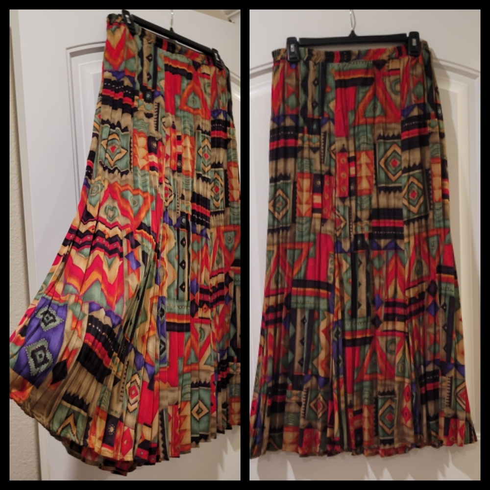 Coldwater Creek Multicolor Geometric Skirt Small - Picture 2 of 6